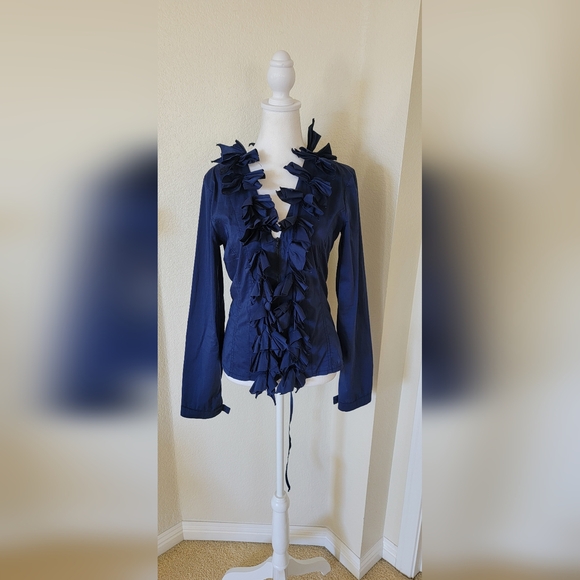 Rinascimento Ruffle Blouse Tie Up Back made in Italy, size L - Picture 1 of 6